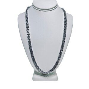 Western Germany Single Strand Chunky Silver Tone Curb Chain Necklace (5814)